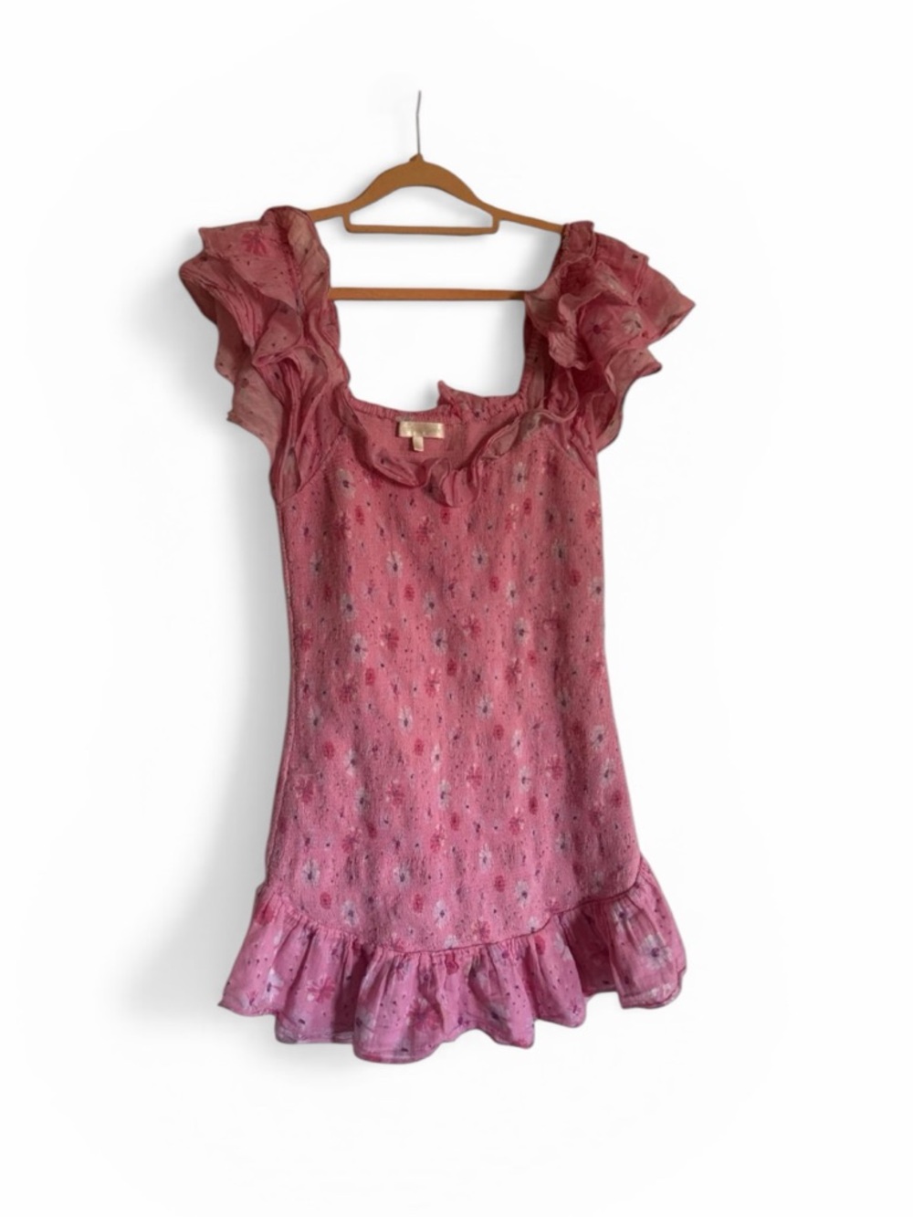 LoveShackFancy Pink Floral Mini Dress - Picture 2 of 10